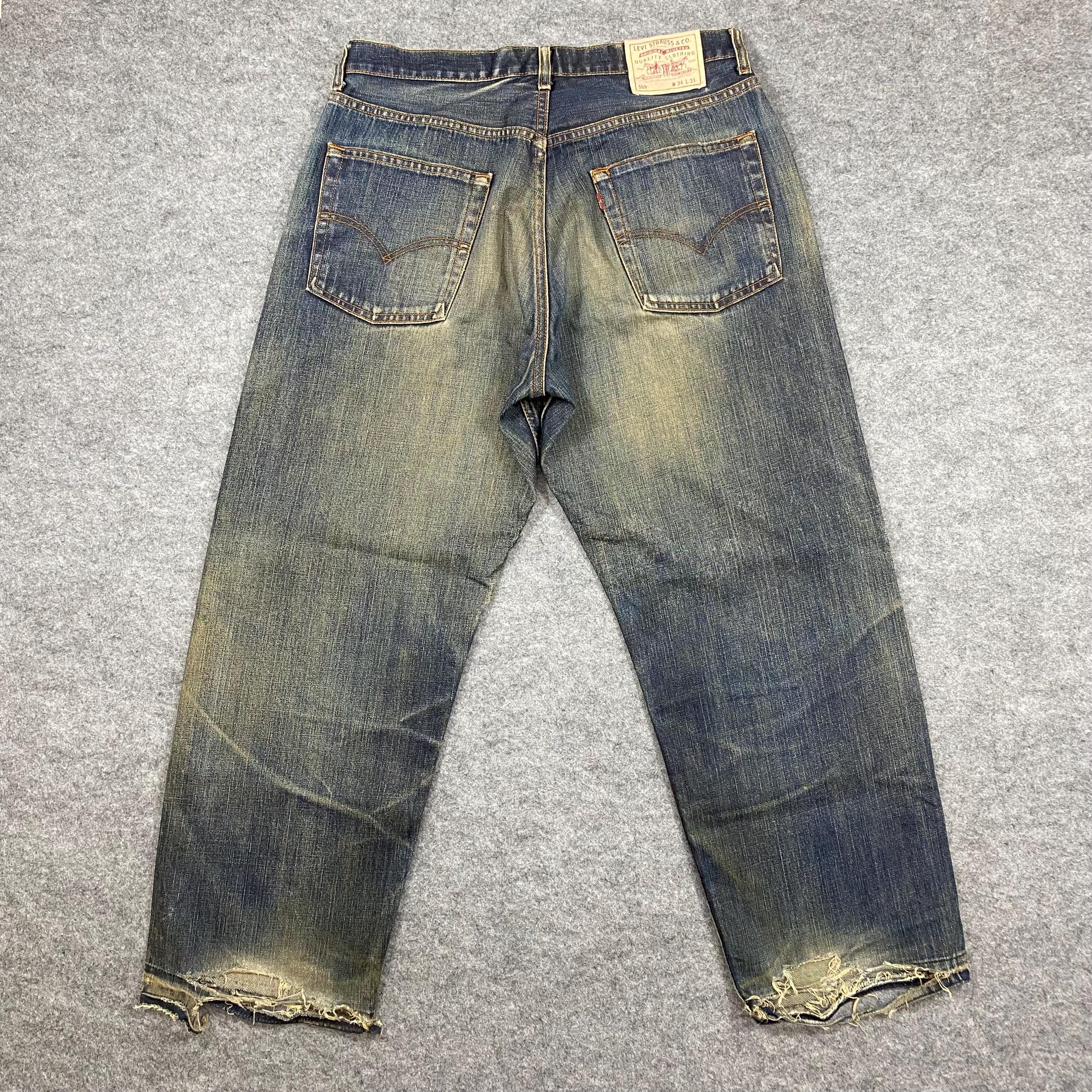 パンツ Levi's 569 W34 L31 Size 33x29 Vintage Levis 569 Loose Straight Leg Jeans Distressed