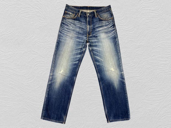 34x30.5 Vintage Levi's 704 Jeans Distressed Blue Denim Red
