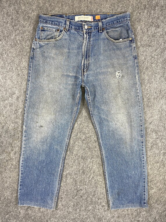 35x30 Vintage Levi s 505 Jeans Distressed Blue Denim Red Tab Faded
