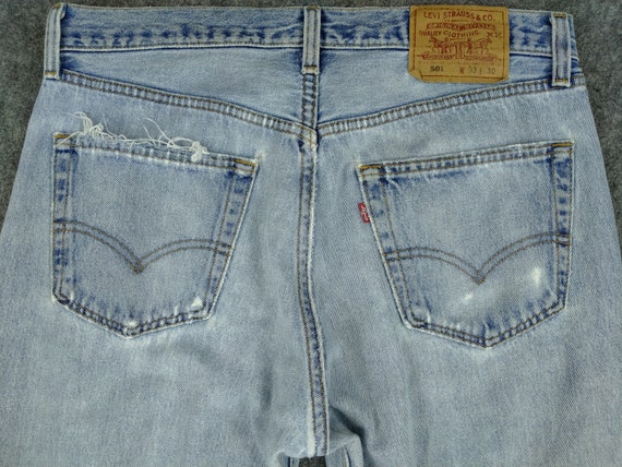 90s Vintage Levi's 501 Jeans 33x31 Light Blue Was… - image 4