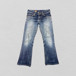 Storlek 29x27.5 Vintage Wrangler Blue Bell Jeans Flare Cut Bootcut Denim, Distressed Fade, Låg midja, Y2K Estetisk Boho Chic bild 1
