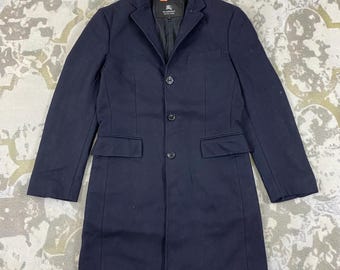 Kurtka vintage Burberry w kolorze niebieskim, rozmiar M, odzież vintage, kurtka vintage z lat 90., kurtka vintage, kurtka bomberka, kurtka uniwersytecka