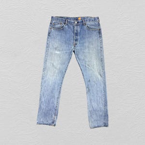 38x35 Vintage Levi&#39;s 501 Jeans Mid Blue Denim Red Tab Faded Denim Grunge Style Vintage Denim Unisex Jeans