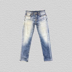 Vintage Levis 511 Slim Fit Distressed Jeans W32 L31.5, Faded Light Wash Levi Denim Pants, Honeycomb Honeycombs Whisker Patch Work Denim