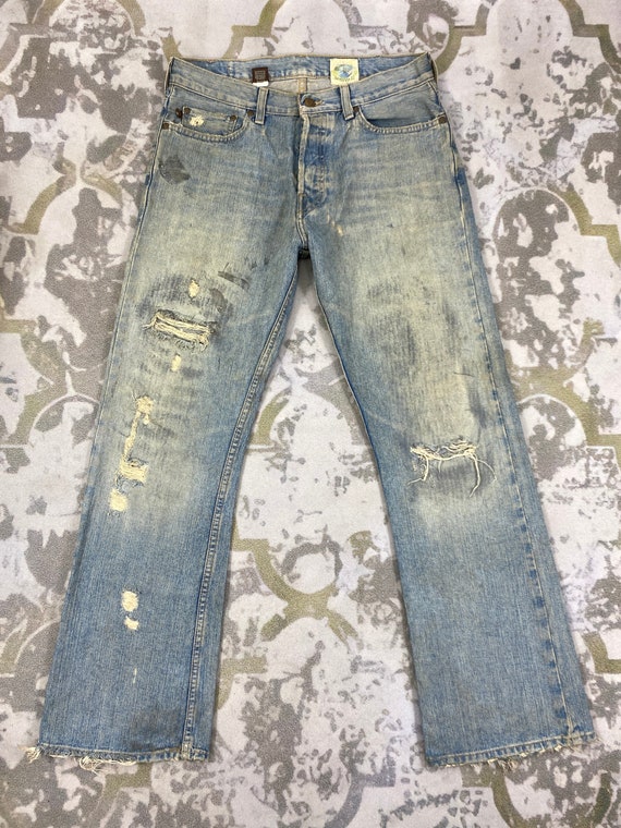 32x30 Vintage Distressed Hollister Flare Jeans JN 3019 Denim Blue