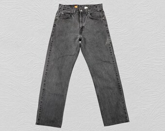 Size 31x27.5 Vintage Levi’s 505 Black Faded Jeans Distressed Grey Denim Regular Fit Straight Leg USA Classic Streetwear 90s Orange Tab