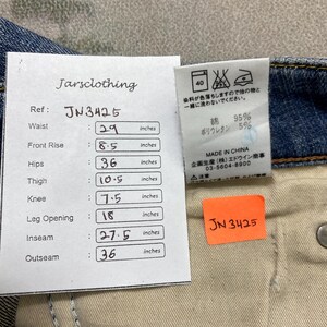 Storlek 29x27.5 Vintage Wrangler Blue Bell Jeans Flare Cut Bootcut Denim, Distressed Fade, Låg midja, Y2K Estetisk Boho Chic bild 11