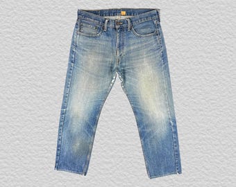 Distressed Blue Denim Regular Fit, Classic 90s Style, Levi Strauss & Co Authentic Men's Pants, Gift for Him
