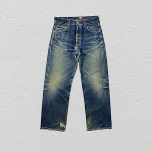 30x28 Redline Distressed Blue Vintage Levi&#39;s 702 Big E Denim-JN3946 Blue Distressed Denim Faded Denim Grunge Style Vintage Jeans Unisex