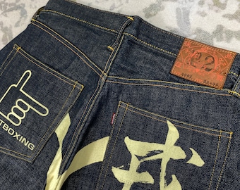 Size 32x30.5 Vintage Evisu Yamane Shootboxing Jeans Made in Japan