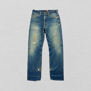 31x32.5 Redline Distressed Blue Vintage Lee Jeans Denim-JN3948 Blue Distressed Denim Faded Denim Grunge Style Vintage Denim Unisex Jeans