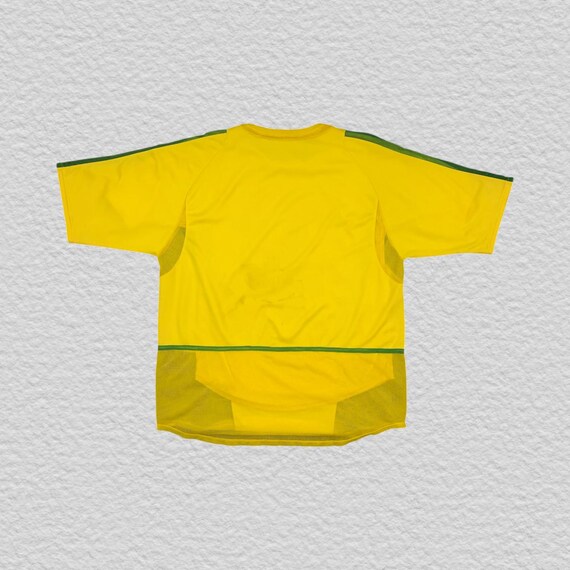 Rare Vintage 2002-2004 Brazil Nike Football Shirt Signed Authentic Brasil National Team Jersey YellowGreen Size L Retro Soccer Ginga Style View 2