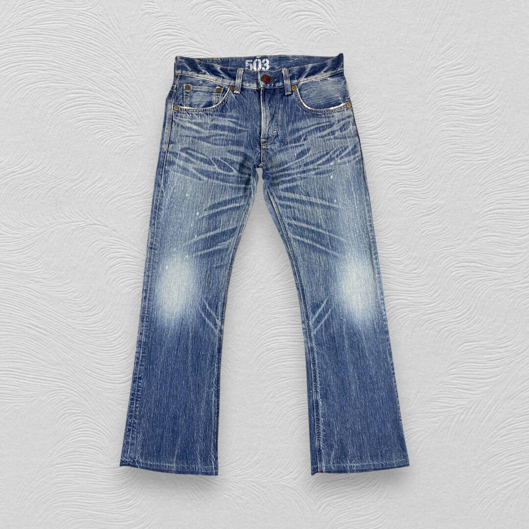 34x30.5 Vintage Edwin 503 Blue Trip Jeans 30x32 Made in Japan