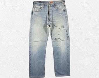 Jeans Levi's 501 azules descoloridos vintage, talla 32 x 29,5, JN3961, descoloridos, estilo grunge, unisex, talla 32