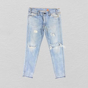 34x33 Vintage Levi&#39;s Orange Tab Jeans Mid Blue Denim Red Tab Faded Denim Grunge Style Vintage Denim Unisex Jeans