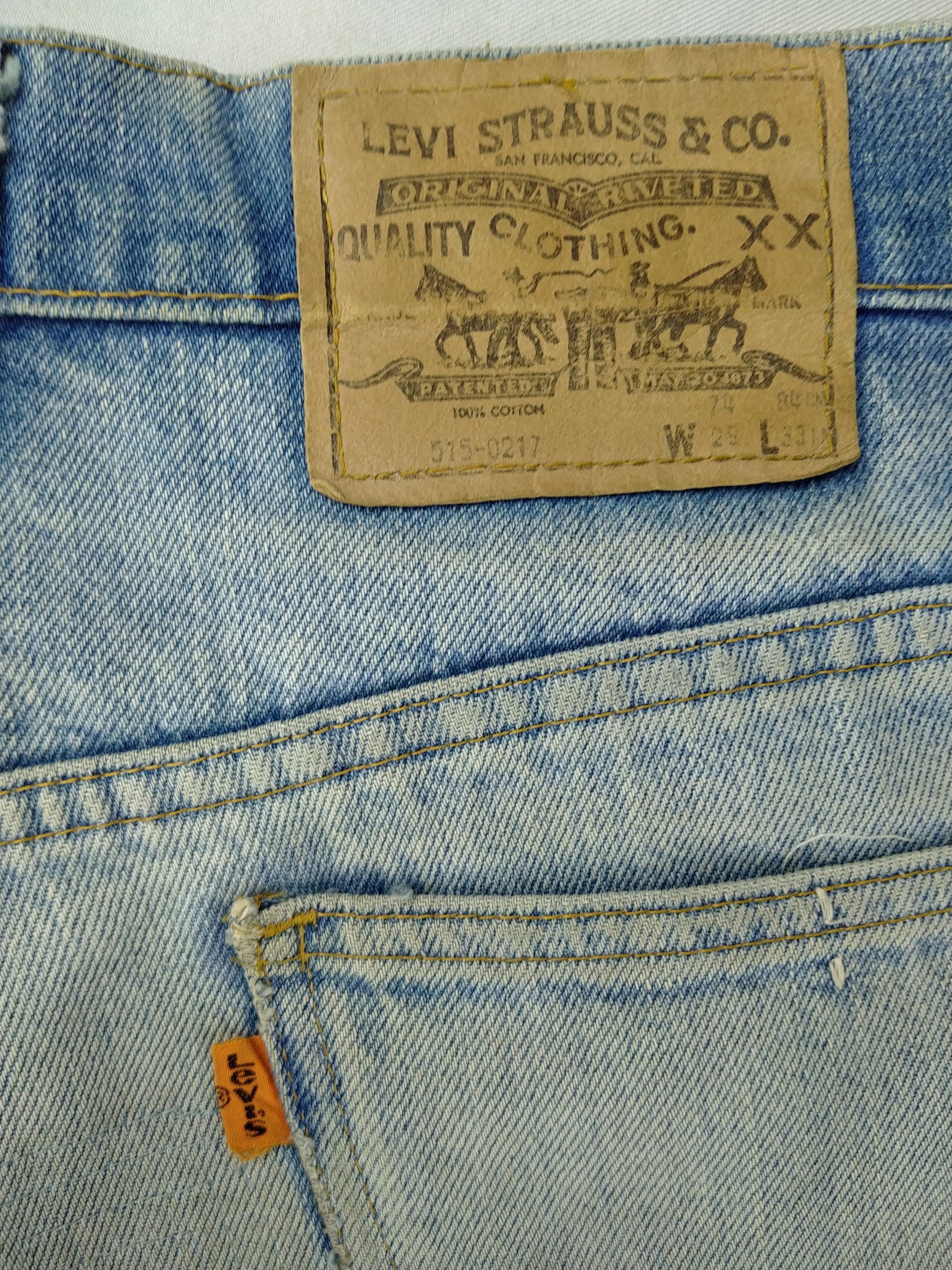 Vintage Levi's 515 Orange Tab Jeans 28x28 Light Wash Denim | Etsy