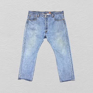 39x29 Vintage Levi&#39;s 501 Jeans Mid Blue Denim Red Tab Faded Denim Grunge Style Vintage Denim Unisex Jeans