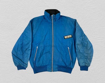 Vintage Nike Geotech-jacka 90-tals Nike bomberjacka Blå Nike Sportswear-jacka Y2K Streetwear Nike Zip-jacka Herr Stora vintagekläder