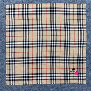 Vintage Burberrys Handkerchief Nova Check Beige Plaid Cotton 17x17 Luxury Pocket Square Designer Hanky Gift for Him Authentic