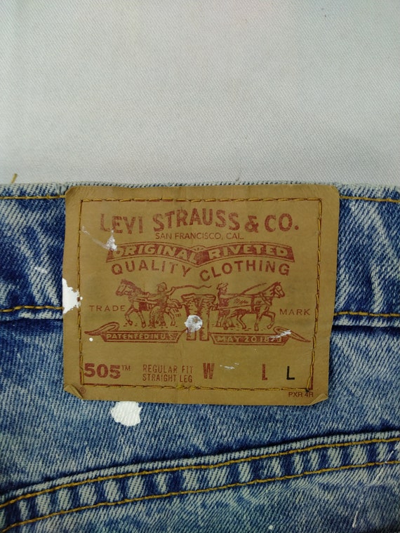 27x34 Vintage Levi's 505 Painted Stain Red Tab Fa… - image 9