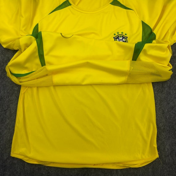 Rare Vintage 2002-2004 Brazil Nike Football Shirt Signed Authentic Brasil National Team Jersey YellowGreen Size L Retro Soccer Ginga Style View 6