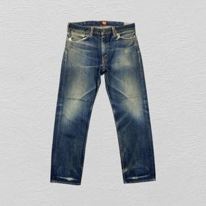 33x29 Redline Distressed Blue Vintage Levi&#39;s 505 Big E Denim-JN3945 Blue Distressed Denim Faded Denim Grunge Style Vintage Denim Unisex