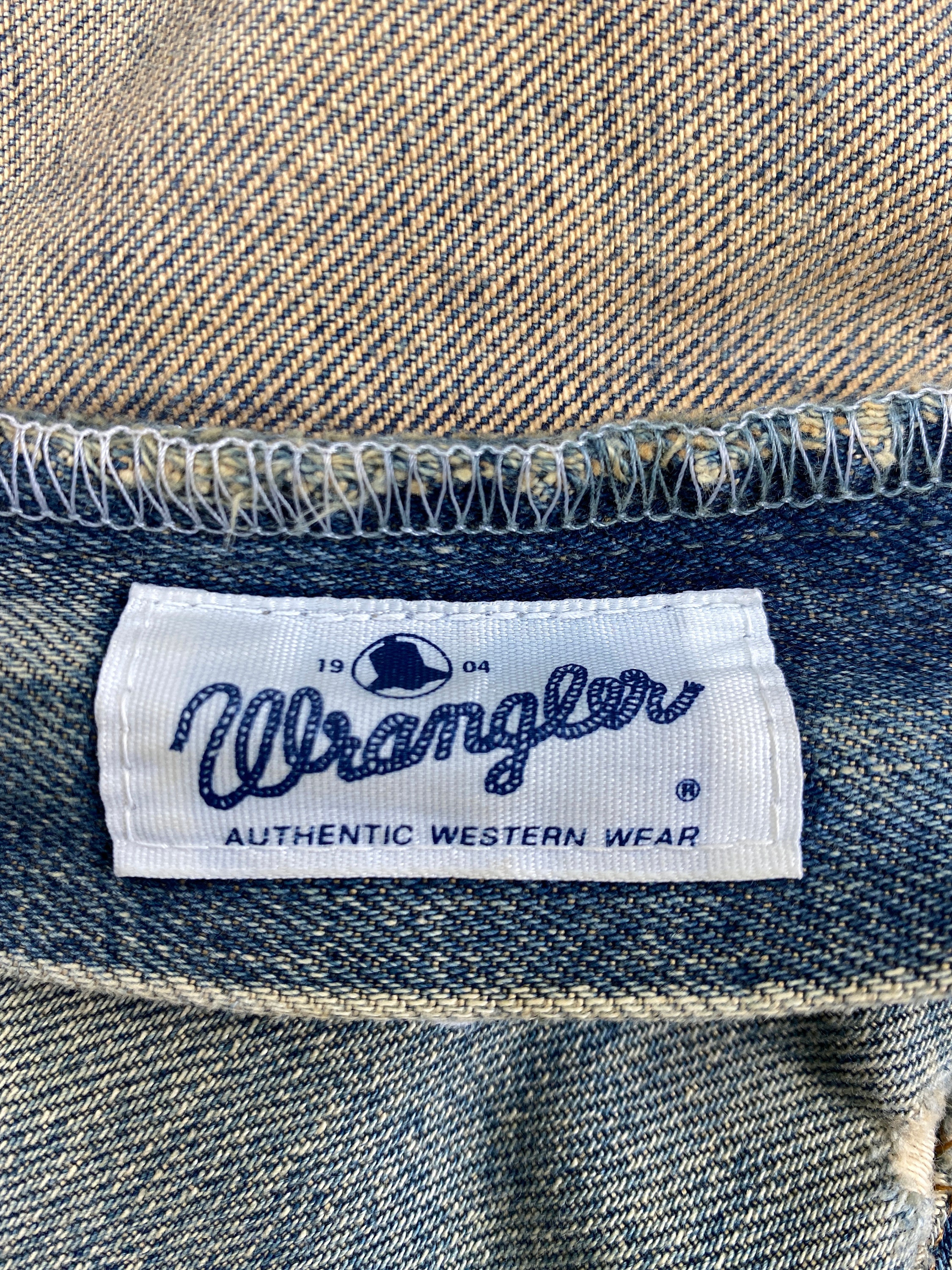 ヴィンテージ　デニム　ペーズリー柄 29x32 Distressed Blue Vintage Wrangler Denim JN2757 Denim