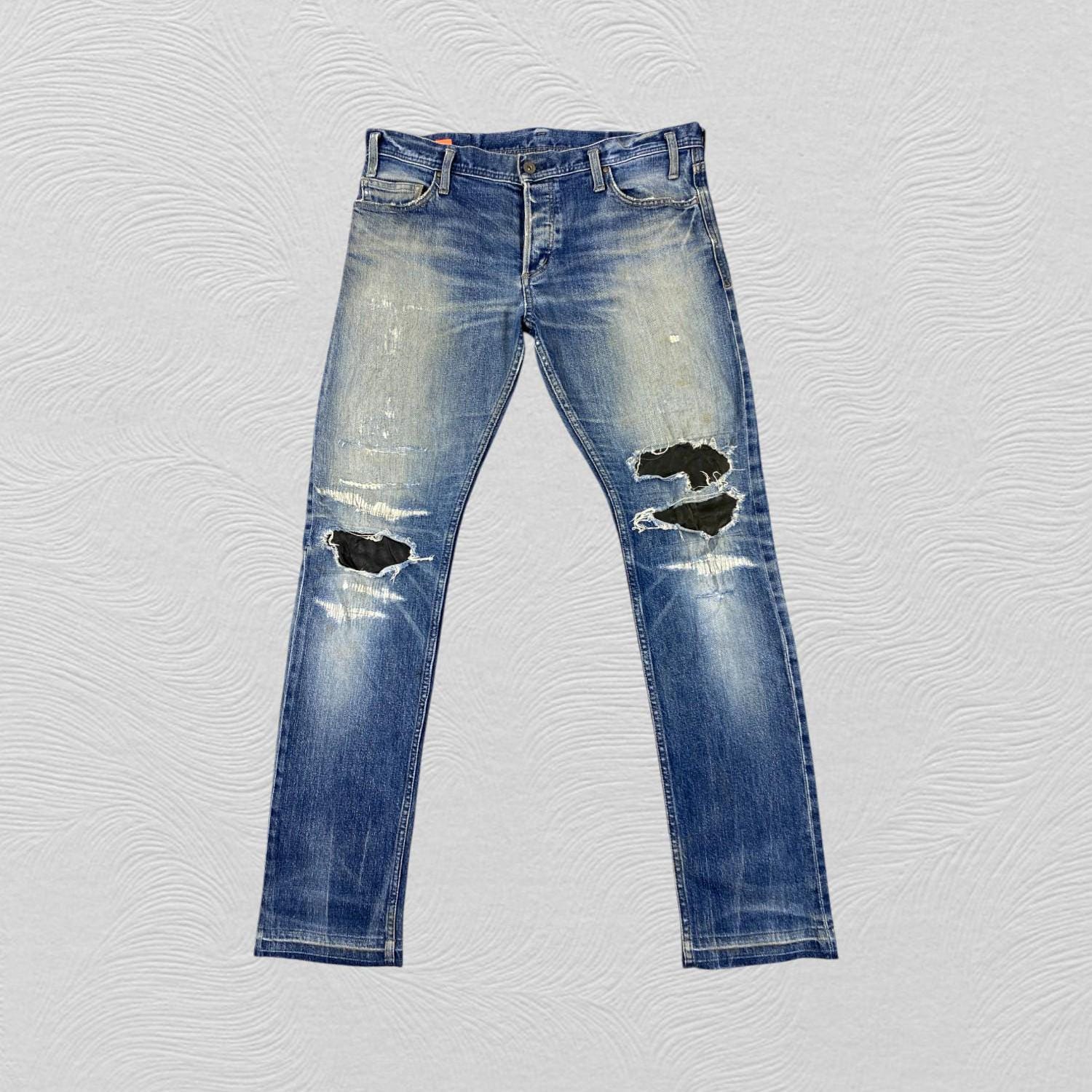 35x32 Vintage Japanese Brand Distressed Blue Jeans Denim
