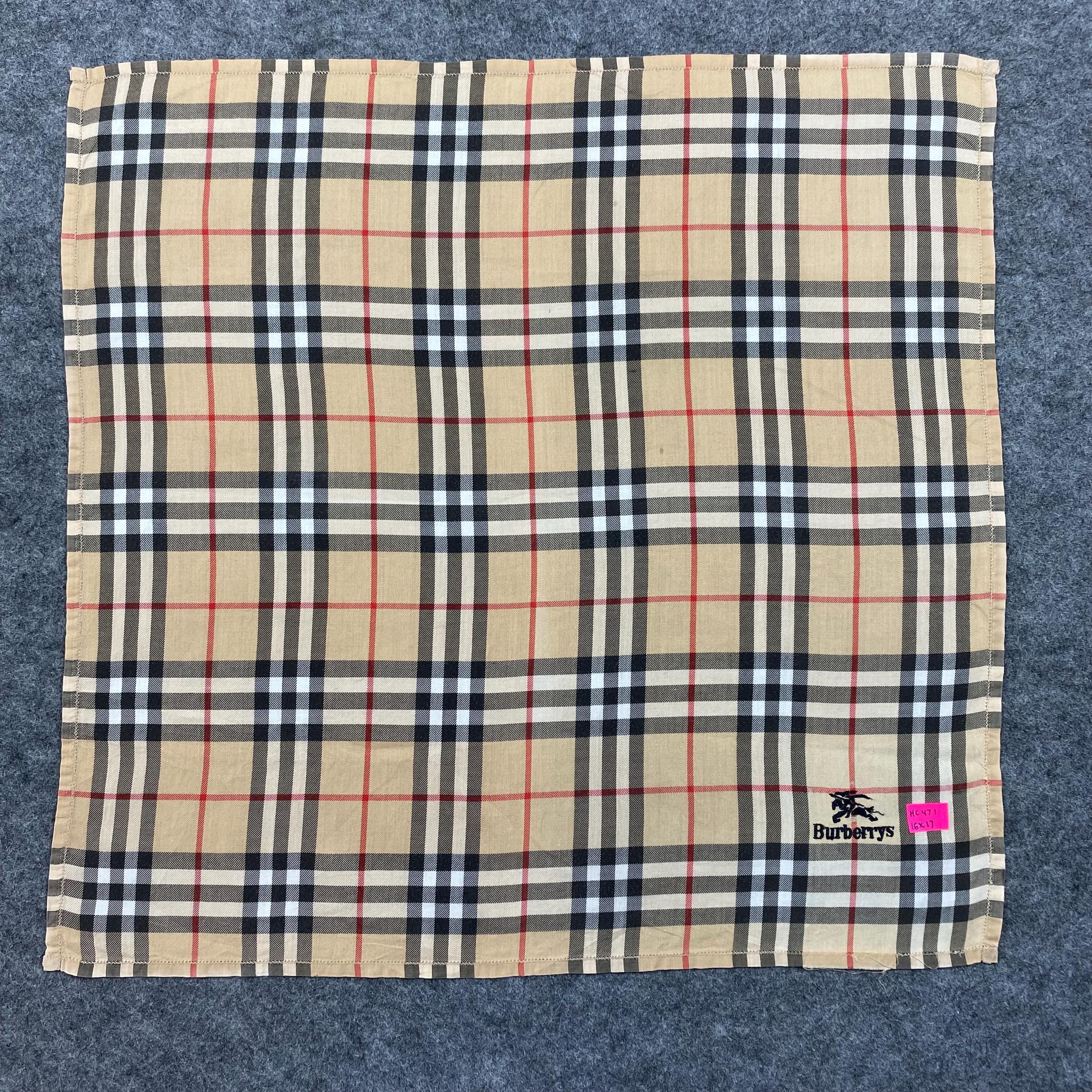 Vintage Burberrys Handkerchief Nova Check Plaid Cotton Pocket