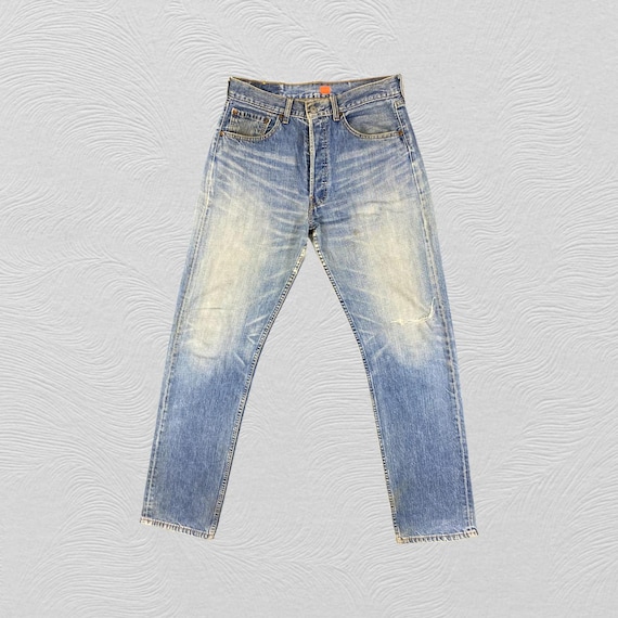 Size 31x33 Vintage Levi's 501 Jeans Distressed Blue Denim Red Tab