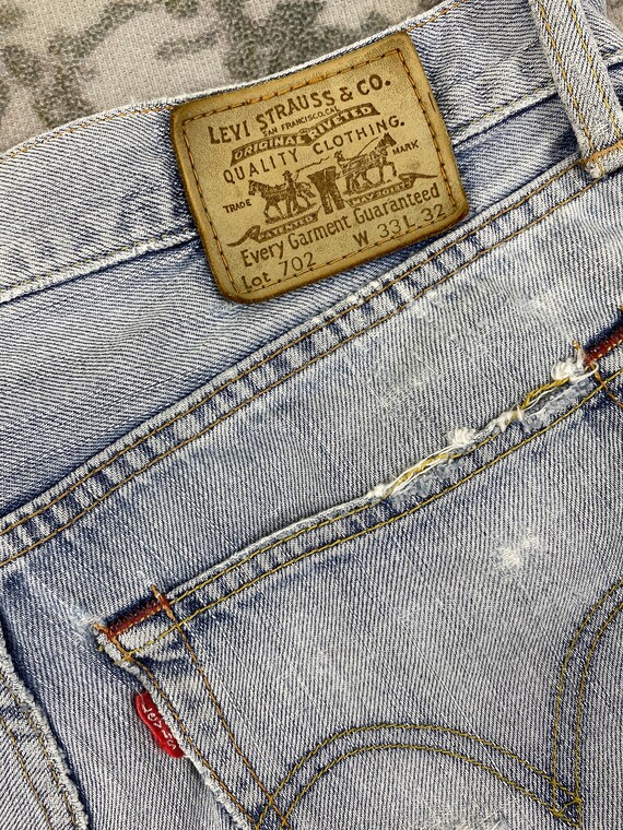 Ripped Vintage Levi's 702 Jeans 34x32.5 Denim JN … - image 9