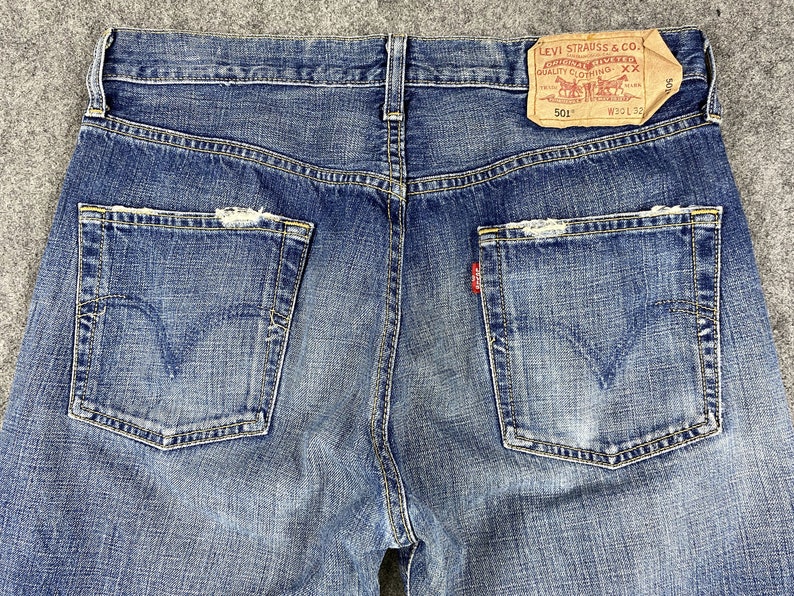 Vintage Levi's 501 Jeans 31x31.5 Blue Distressed Denim Red - Etsy