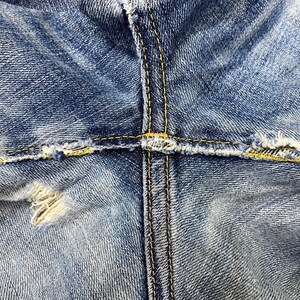 Storlek 29x27.5 Vintage Wrangler Blue Bell Jeans Flare Cut Bootcut Denim, Distressed Fade, Låg midja, Y2K Estetisk Boho Chic bild 13