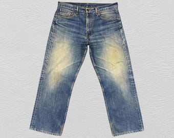 Vintage Levi's 511 Distressed Denim Jeans Herren Größe W35 x L27, Verblasste Blaue Levi Jeans W34 L34 Tag, 90er Jahre Streetwear Ästhetik Jeans