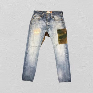 32x30 Vintage Levi&#39;s 501 Blue Distressed Jeans Denim Red Tab Faded Denim Grunge Style Vintage Denim Unisex Jeans