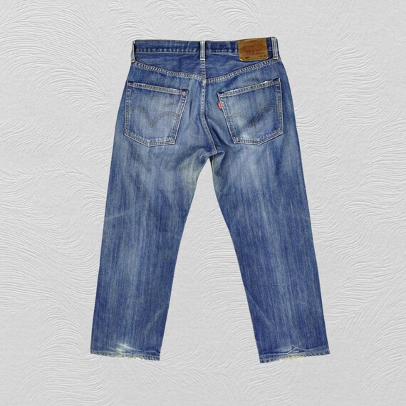 32x28 Vintage Levi's 503 Loose Straight Distressed Denim Red