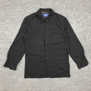 Vintage Pendleton Wool Work Jacket Black USA Made Chore Coat Minimalist Workwear Jacket 90s Classic Outerwear Size S