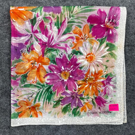 Vintage Gianni Valentino Floral Handkerchief Colorful Flower Print