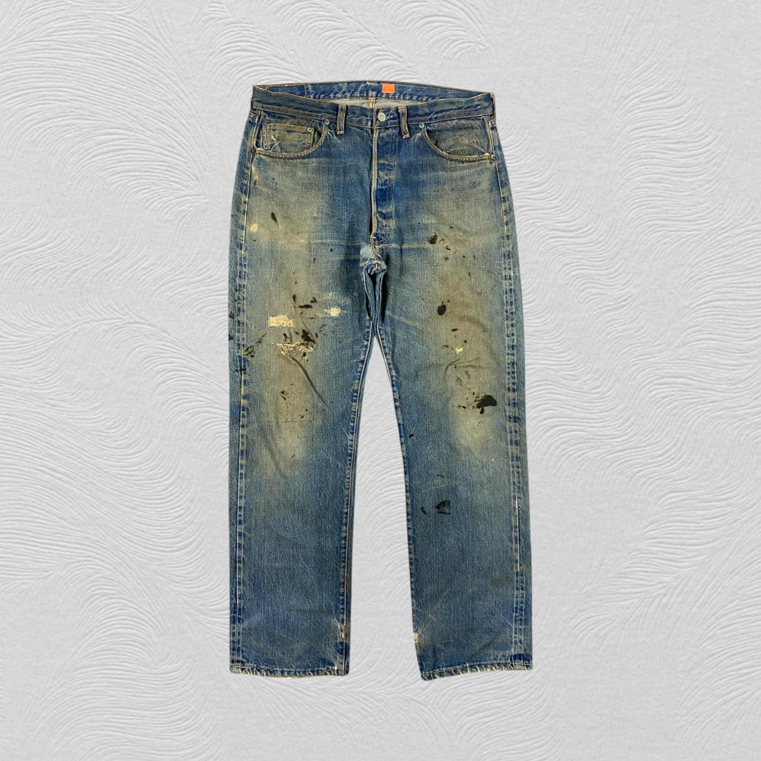 ★ODOR★ Vintage raw jean in blue P0000FMJ 34x31.5 Redline Distressed Blue Vintage Levis 501 Big E