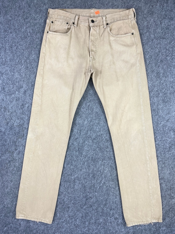 Vintage Levi's 501 Jeans  Khaki Denim Red Tab Faded - Etsy