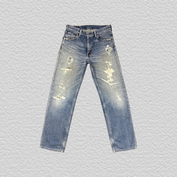 Vintage Levis 502 Jeans W30 L30.5 Distressed Repair Boro Workwear Denim Pants 2000s Made in Vietnam