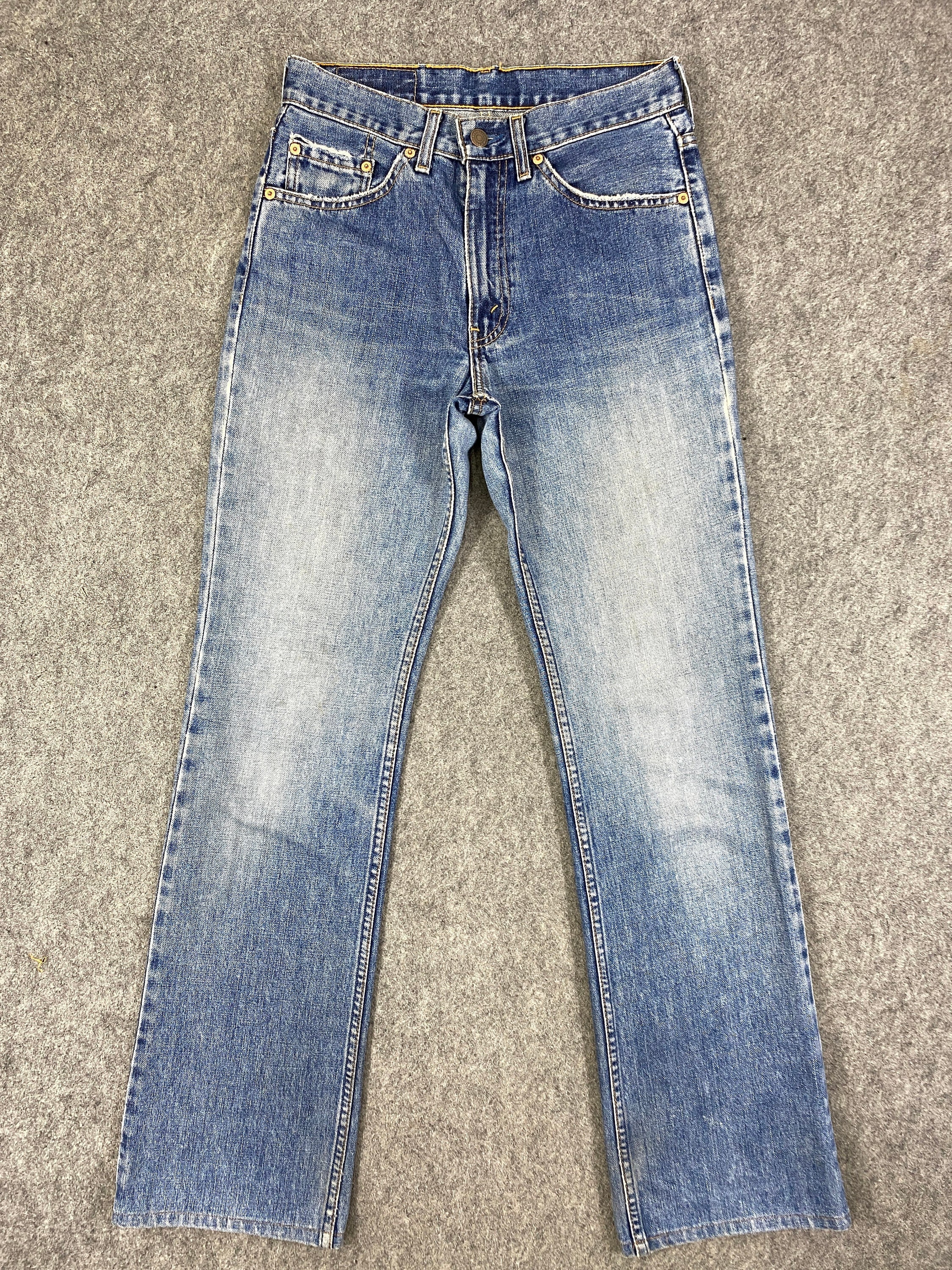 28x31.5 Faded Blue Vintage Levis 517 Flare Jeans - JN3221 Blue Distressed Denim Red Tab Faded Denim Grunge Style Vintage Denim Unisex Jeans