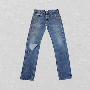 W31 L34.5 Vintage Levi's 501 Jeans Made in Egypt Button Fly Distressed Denim, 90s Levi's 501 Straight Leg Blue Jeans Rugged Streetwear