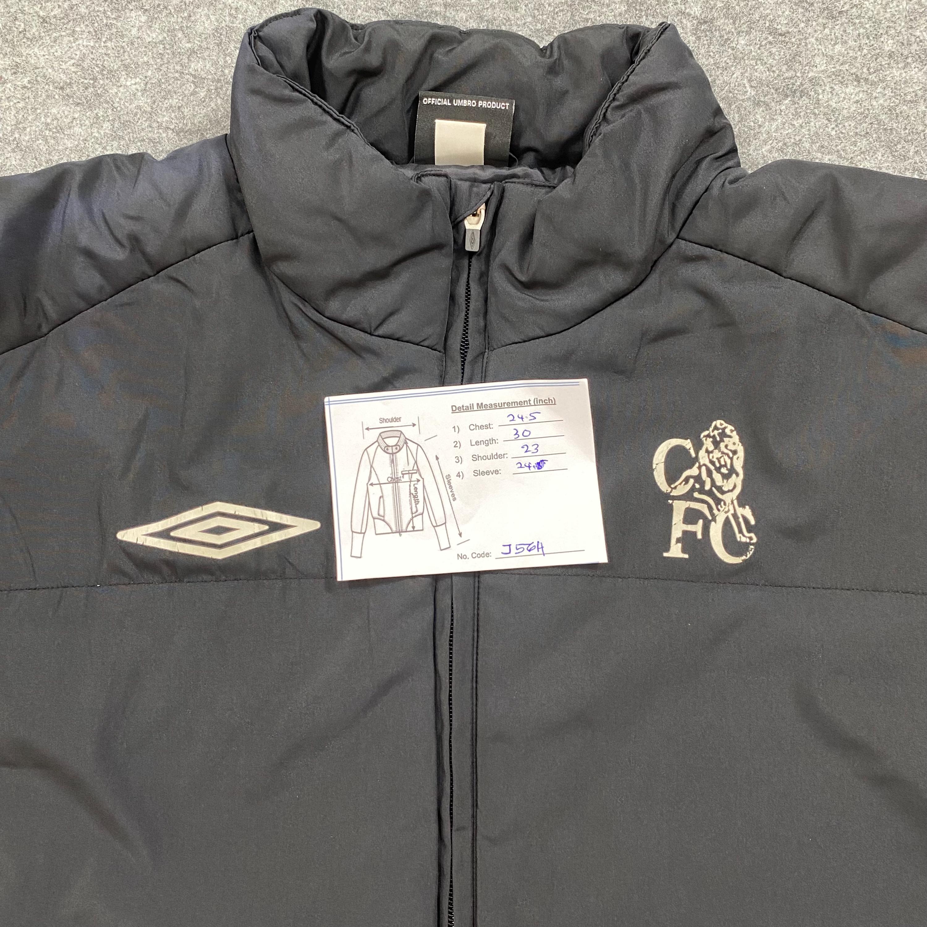 Vintage Chelsea FC Umbro Puffer Jacket Black 2000s| Embroidered