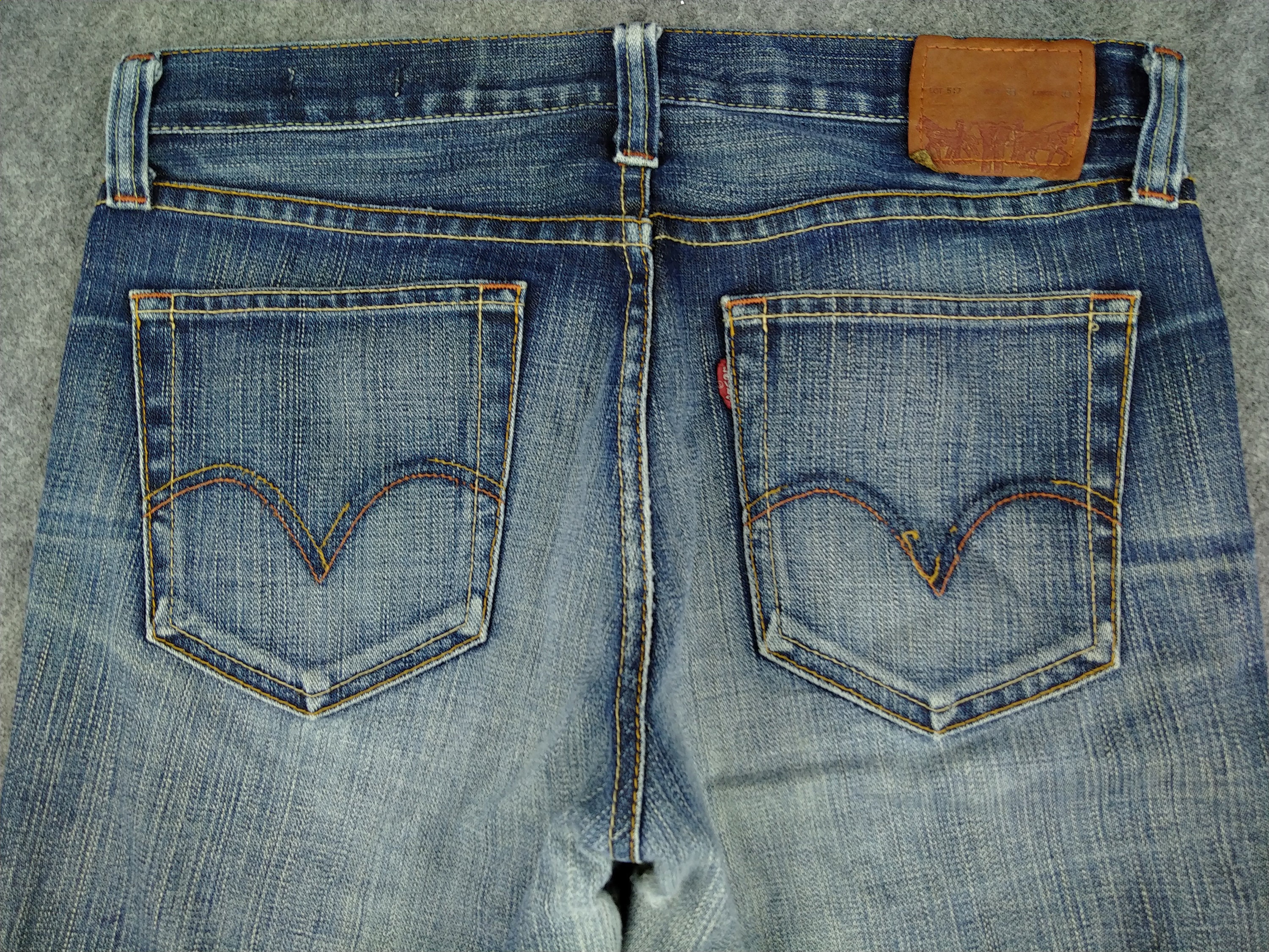 Vintage Levi's 517 Jeans 34x29.5 Whisker Distressed Denim Red Tab Faded ...