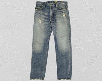 size 34x32.5 Vintage Levi's 502 Jeans Faded Blue Denim Red Tab Faded Denim Grunge Style Vintage Denim Unisex Jeans w34