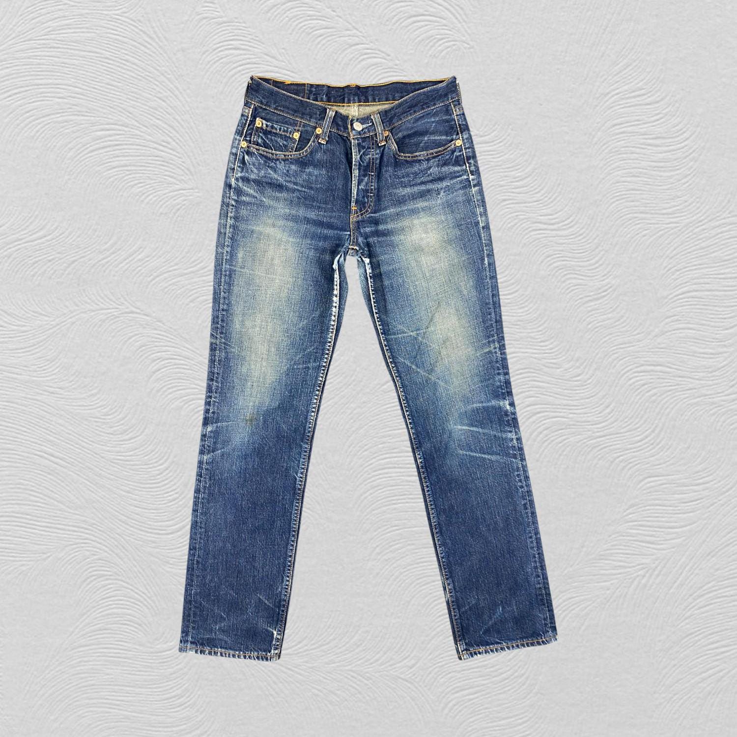 28x29.5 Faded Blue Vintage Levis 501 Jeans - JN3213 Blue 