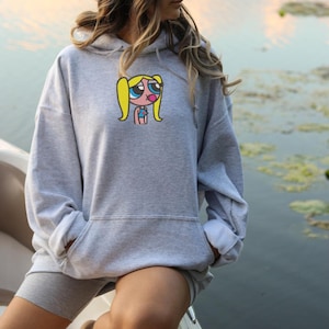 Custom Embroidered Sweatshirts yellow hair Girl, Gifts for her, cartoon sweatshirt, 90's sweatshirt, Y2K style, gift for teenager,