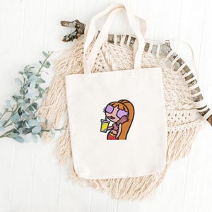 Embroidered Tote bag Red hair Girl, Gifts for her, cartoon tote, 90's tote, Y2K style, gift for teenager,