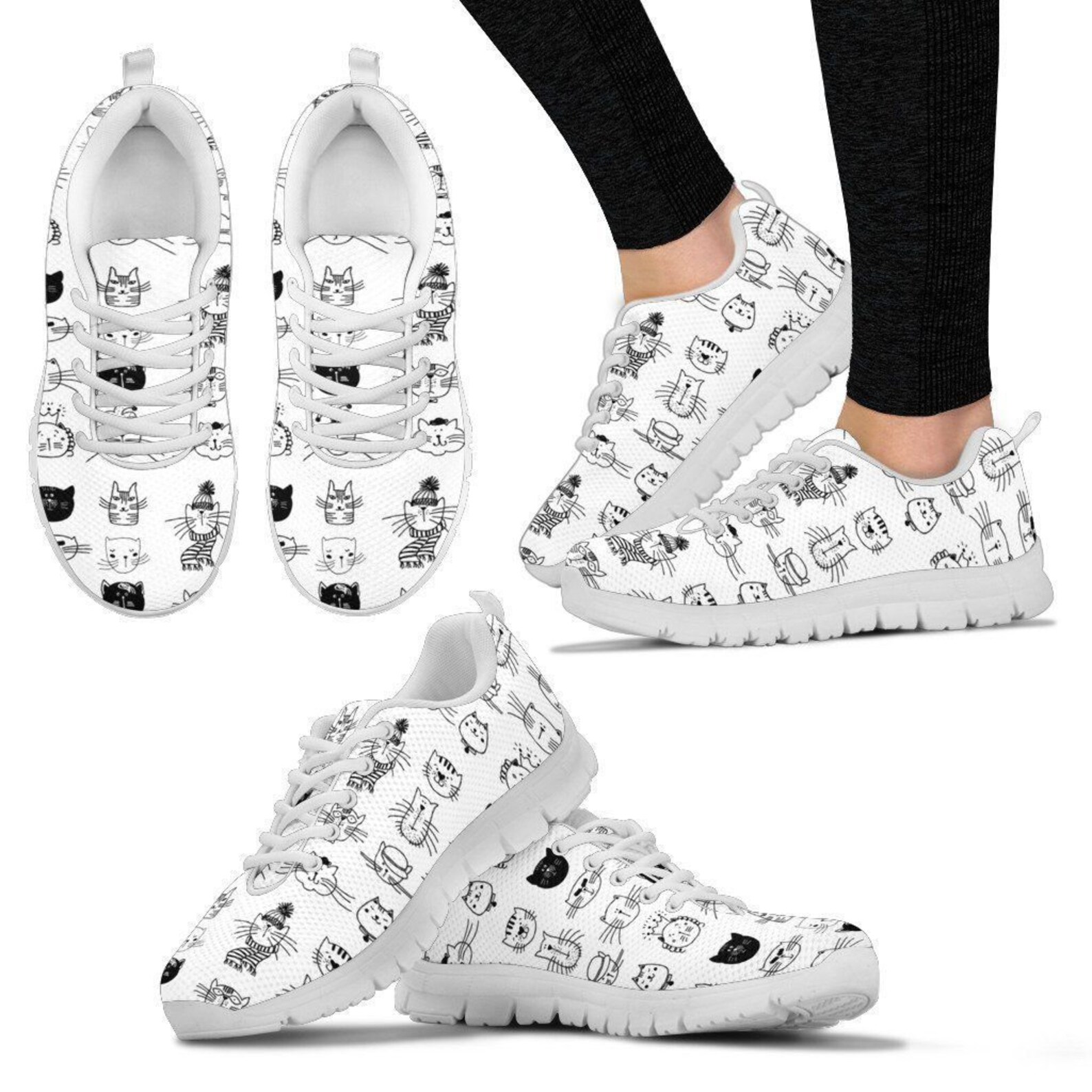 White Cats Women's Sneakers Women's Sneakers Canvas Etsy